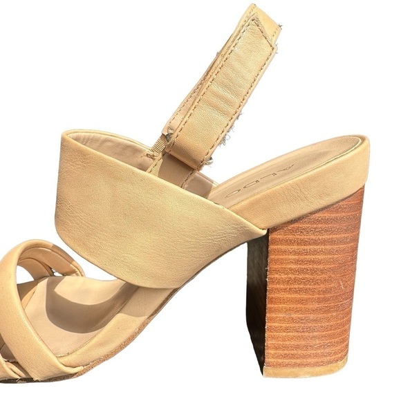 ALDO BEIGE  OPEN TOE HEELED BLOCK SANDAL WOMENS SIZE 7 - Picture 2 of 14